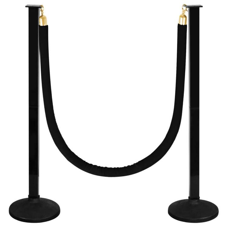 Alytree 2 Pack Stanchions Post with Velvet Rope, Crowd Control Stanchions, Queue Pole for for Movie Theater, Party Supplies … - Image 1